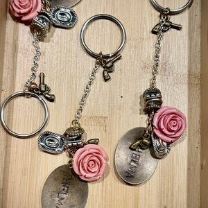 Thelma and Louise Pink Rose Charm Keychain
